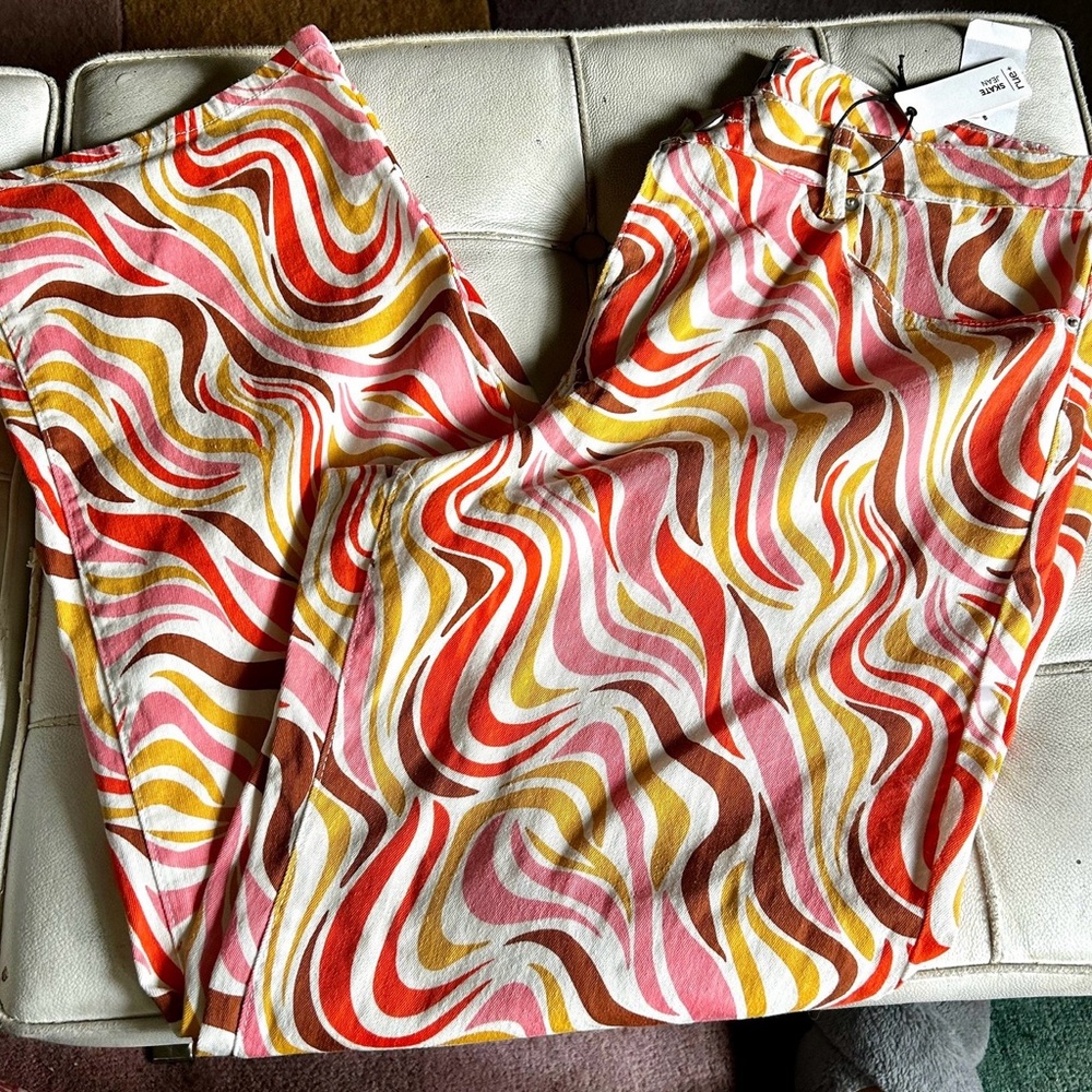 Rue + plus pants groovy retro wavy print sz 2X new with tag